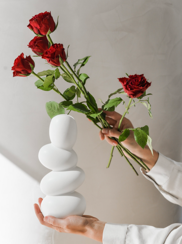 'White Spa Stones' | Ceramic Flower Vase | Aesthetic Nordic Home Decor